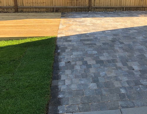 Blockwork garden patio.