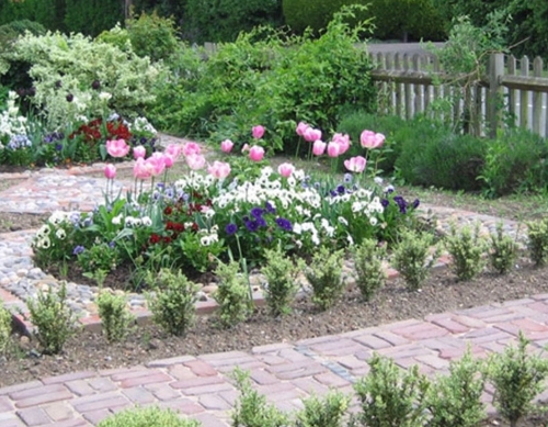 Landscaped flower garden.